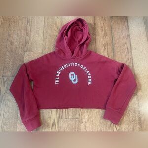 Nike OU University Of Oklahoma Embroidered Red Cropped Hoodie Small Game Day